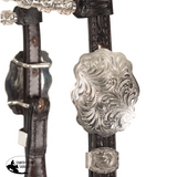 New! Billy Royal® Two-Ear Award Silver Show Headstall II- Dark Oil