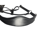 Black Leather Halter - Patent Piping with Engraved Horse Nameplate - Country Scene Saddlery and Pet Supplies