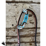 New! Blue, White and Gold Beaded One Eared Bridle - Country Scene Saddlery and Pet Supplies