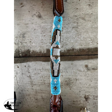 New! Blue, White and Gold Beaded One Eared Bridle - Country Scene Saddlery and Pet Supplies