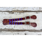 New! Braided Spur Straps – Black Purple,teal spur strap