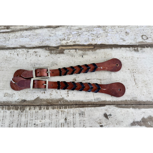 New! Braided Spur Straps – Black Purple,teal spur strap