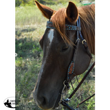 BRONCO BLUE TEXAS FLOWER BROWBAND HEADSTALL AND BREASTCOLLAR SET