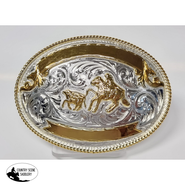 New! Buckle Large Oval Calf Roping Belt Buckle