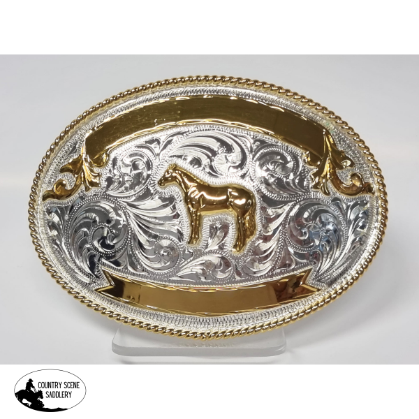 New! Buckle Large Oval Standing Horse Belt Buckle