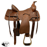 New! Buffalo Saddlery Hard Seat Oiled Roughout Ranch Roper Style Saddle - 16 Inch - Country Scene Saddlery and Pet Supplies