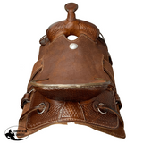 New! Buffalo Saddlery Hard Seat Oiled Roughout Ranch Roper Style Saddle - 16 Inch - Country Scene Saddlery and Pet Supplies