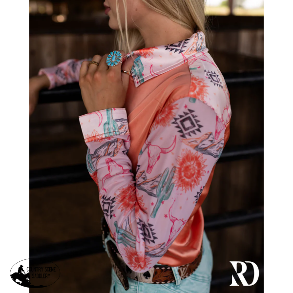 New! CANYON ROSE SATIN MESH PERFORMANCE RODEO SHIRT Western Style