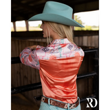 New! CANYON ROSE SATIN MESH PERFORMANCE RODEO SHIRT Western Style