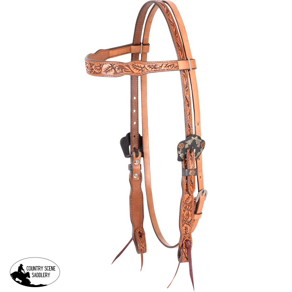 New! Cashel Broadband Headstall Desert Flower Tooled With Guns & Roses Buckles Bridles Accessories