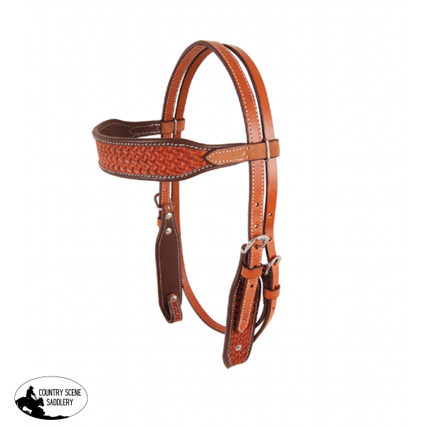 New! Cashel Browband Headstall Basket Weave Detail Chestnut Leather Breastplate