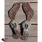 New! Cashel Cowboy Guns & Roses Spur Straps - Chocolate - Spur Straps