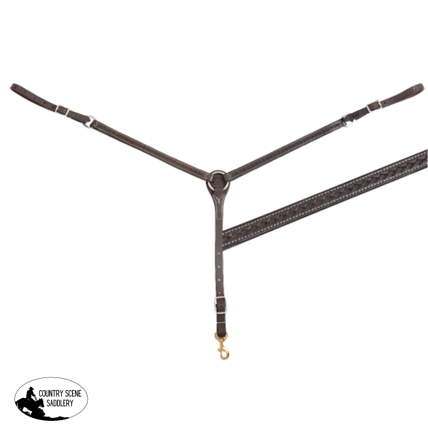 NEW! Cashel Trail Breast Collar 1″ Chocolate with Diamond Tooling Full/Cob breastplate