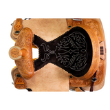 PRCA roping saddle with roughout and floral tooling Circle Y