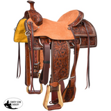 NEW! Classic Two-Tone Western Saddle with White Buckstitch 14’’ / Wide Gullet: 7 ½’ Cowboy Roper