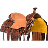 NEW! Classic Two-Tone Western Saddle with White Buckstitch Cowboy Roper