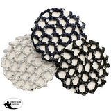 New! Crocheted Hair Bun Net - with Diamantes - Med 9.5cm / black