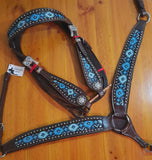 CSS Blue Diamond Inlay Tackset- Chocolate Leather - Country Scene Saddlery and Pet Supplies