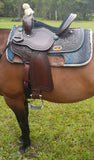 CSSB06 Chocolate Floral Tooled Barrel Saddle - Country Scene Saddlery and Pet Supplies