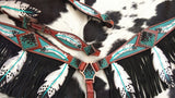 Cut- out teal painted feather.~ - Country Scene Saddlery and Pet Supplies