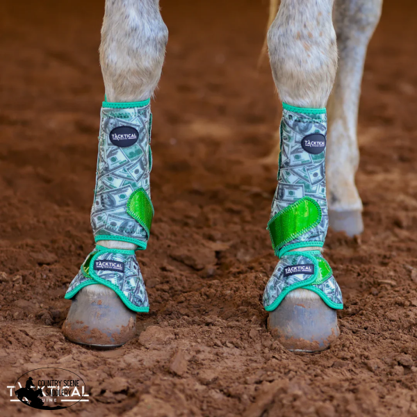 New! DADDY’S MONEY WITH SPARKLE VELCRO SPLINT BOOTS (PAIR) MEDIUM / FRONT Splint Boots