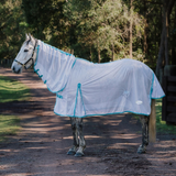 New! Dakota Fly Mesh Combo -White/Turquoise - Country Scene Saddlery and Pet Supplies