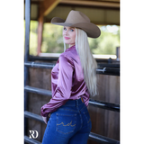 New! Deep Plum Satin Performance Rodeo Shirt Ladies Western Shirts