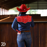 New! DENIM & RED BANDANA RODEO PERFORMANCE RODEO SHIRT - Western Style