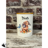 New! Dog Treat Canister - Butterfly Dachshund - Country Scene Saddlery and Pet Supplies