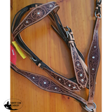 NEW! Double Stitched Leather Headstall with Floral Tooling - Country Scene Saddlery and Pet Supplies