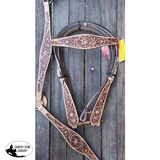NEW! Double Stitched Leather Headstall with Floral Tooling - Country Scene Saddlery and Pet Supplies