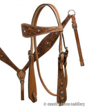 NEW! Double Stitched Leather Headstall with Floral Tooling - Country Scene Saddlery and Pet Supplies