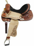 Double T Barrel Style Saddle with Copper Colored Startburst Conchos - Country Scene Saddlery and Pet Supplies