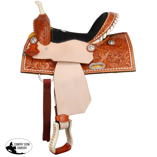 New! Double T Chestnut Daisy Barrel Style Saddle - 13 Inch- Semi QH 13 inch Western Saddle
