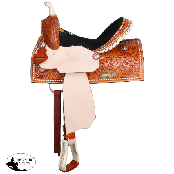New! Double T Chestnut Daisy Barrel Style Saddle - 15 Inch-7inch FQHB 15 inch Western Saddle