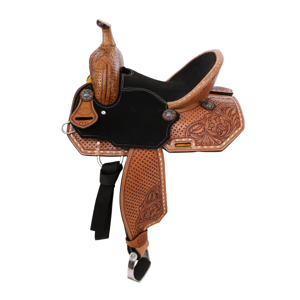 New! Double T Cheyenne Spinal Relief Barrel Style Saddle - 12 13 Inch Barrel Saddle