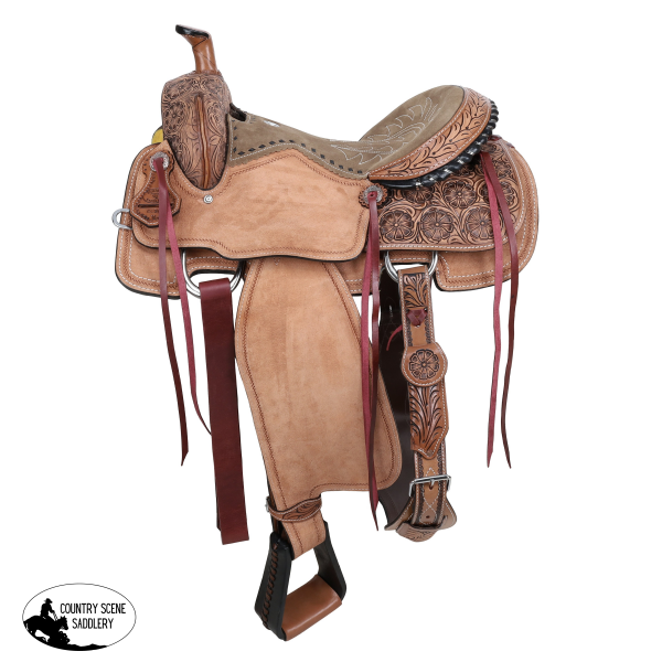 New! Double T Classic Stitch Golden Horizen Roper Saddle - 16 Inch Youth Barrel Saddles