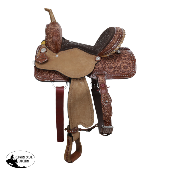 New! Double T Classic Stitch Mesa Bloom Barrel Saddle - 15 Inch Youth Saddles