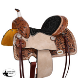 New! Double T Classic Stitch Wild Bloom Barrel Style Saddle - 13 Inch - Country Scene Saddlery and Pet Supplies