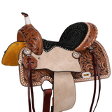 New! Double T Classic Stitch Wild Bloom Barrel Style Saddle - 13 Inch 13 inch Western Saddle