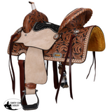 New! Double T Classic Stitch Wild Bloom Barrel Style Saddle - 13 Inch - Country Scene Saddlery and Pet Supplies