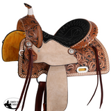 New! Double T Classic Stitch Wild Bloom Barrel Style Saddle - 15 Inch-7 inch QHB - Country Scene Saddlery and Pet Supplies