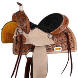 New! Double T Classic Stitch Wild Bloom Barrel Style Saddle - 15 Inch-7 inch QHB 15 inch Western Saddle
