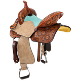 New! Double T Coastal Poppy Spinal Relief Barrel Style Saddle - 14, 15, 16 Inch - Country Scene Saddlery and Pet Supplies