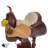 New! Double T Feathered Buckskin Barrel Style Saddle - 15 Inch 15 inch Barrel Saddle