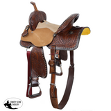 New! Double T Feathered Buckskin Barrel Style Saddle - 15 Inch - 10.88 KG - Country Scene Saddlery and Pet Supplies