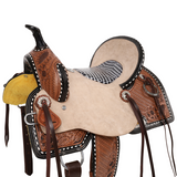 New! Double T Floral Weaves Barrel Style Saddle - 13 Inch Wade Western