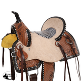New! Double T Floral Weaves Barrel Style Saddle - 13 Inch - Country Scene Saddlery and Pet Supplies