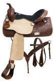 Double T pleasure style saddle set with floral tooling. - Country Scene Saddlery and Pet Supplies