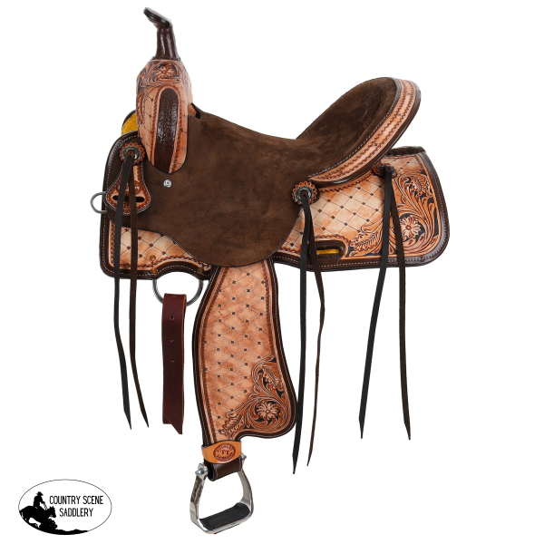 New! Double T Roughcut Diamond Barrel Style Saddle - 15 16 Inch Barrel Saddle